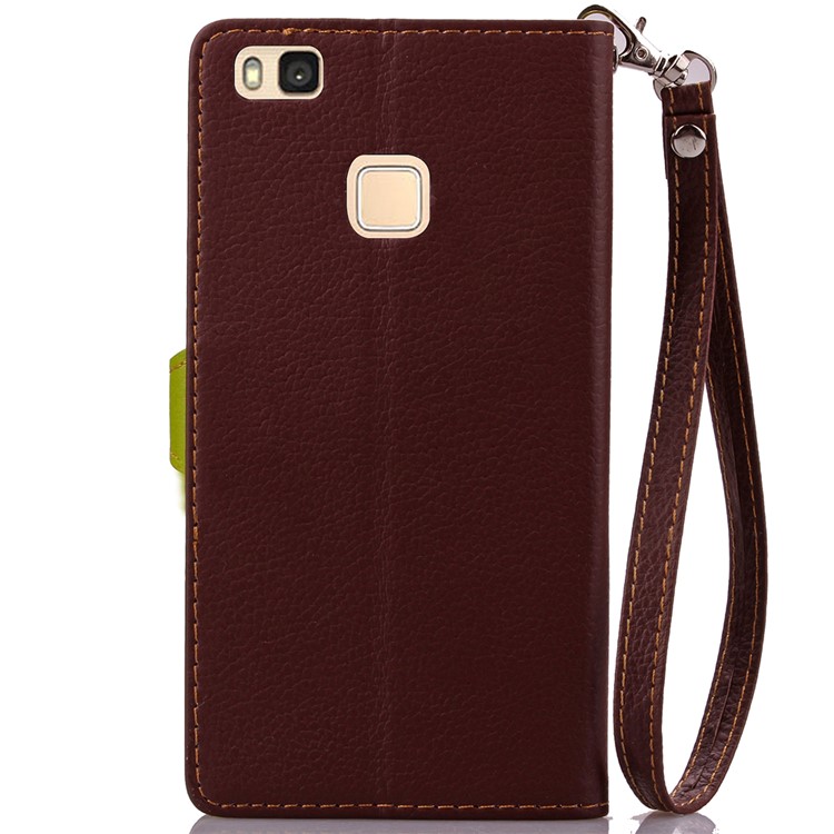Leaf Shape Magnetic Flap Leather Card Holder Case for Huawei P9 Lite - Brown-3