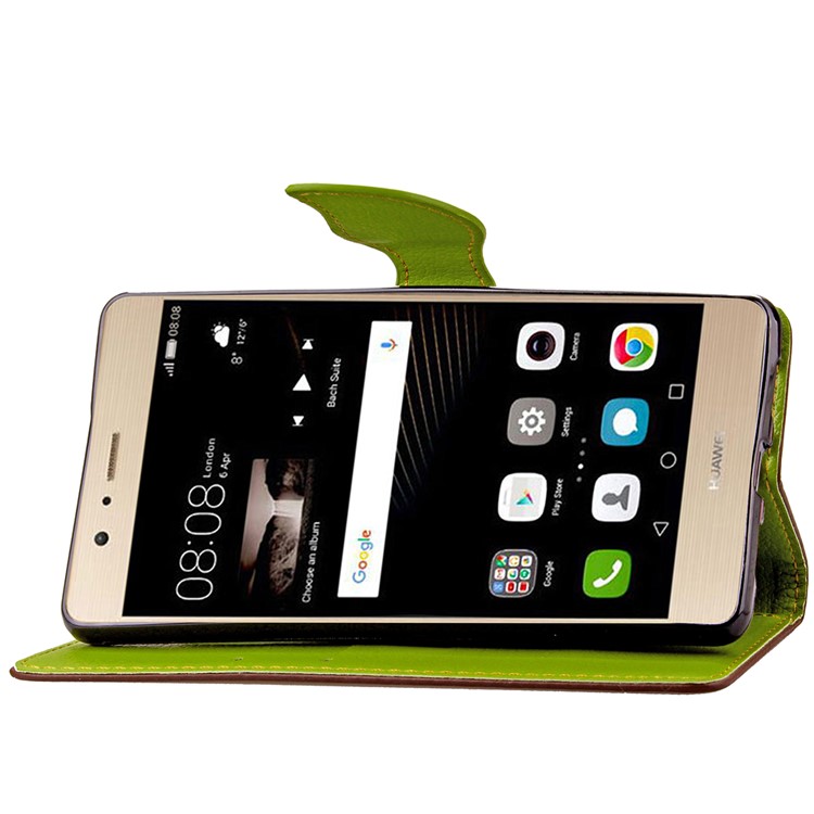 Leaf Shape Magnetic Flap Leather Card Holder Case for Huawei P9 Lite - Brown-7