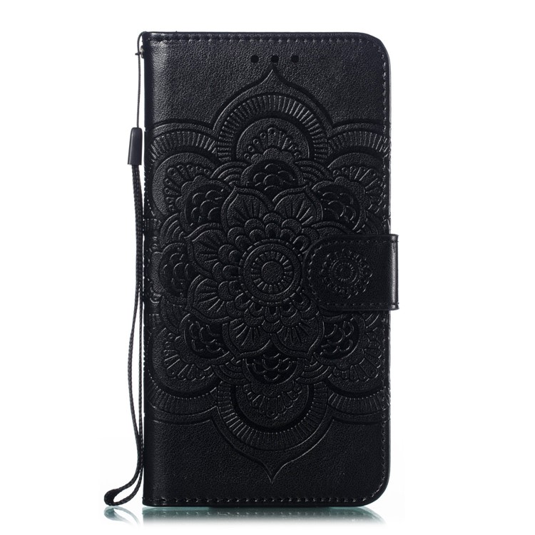 Etui De Support De Portefeuille En Cuir De Fleur Mandala Mandala Pour Huawei Honor 20 Pro - Noir