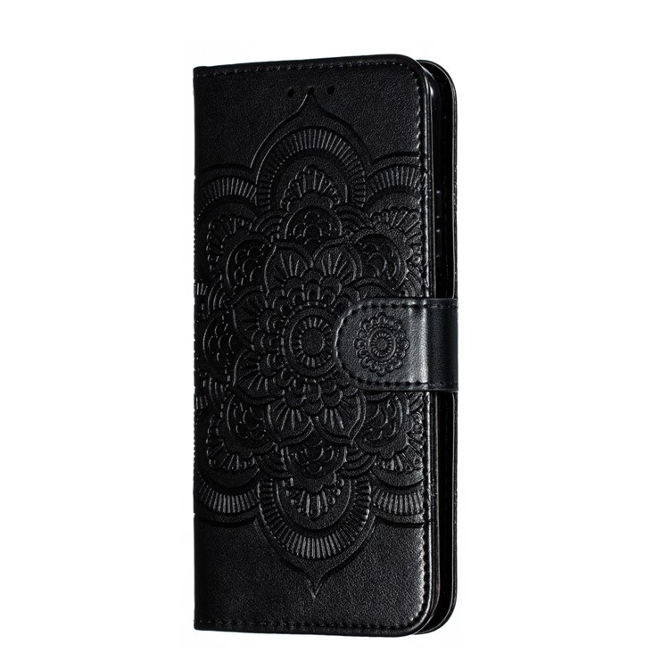 Imprint Mandala Flower Leather Wallet Stand Case for Huawei Honor 20 - Black-3