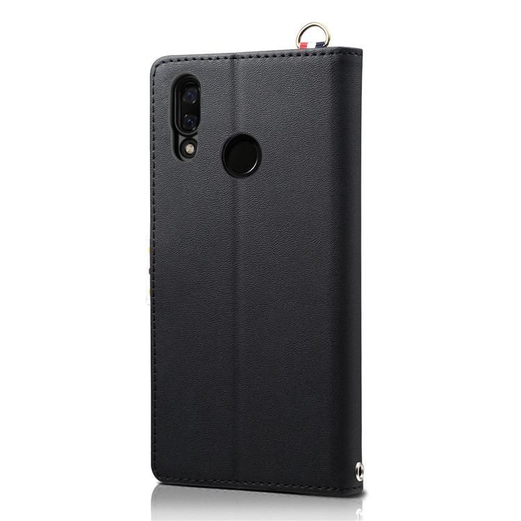 Vintage Style Dots Leather Phone Case with Strap for Huawei Y9 (2019)/Enjoy 9 Plus - Black-2