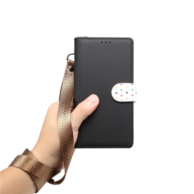 Vintage Style Dots Leather Phone Case with Strap for Huawei Y9 (2019)/Enjoy 9 Plus - Black-7