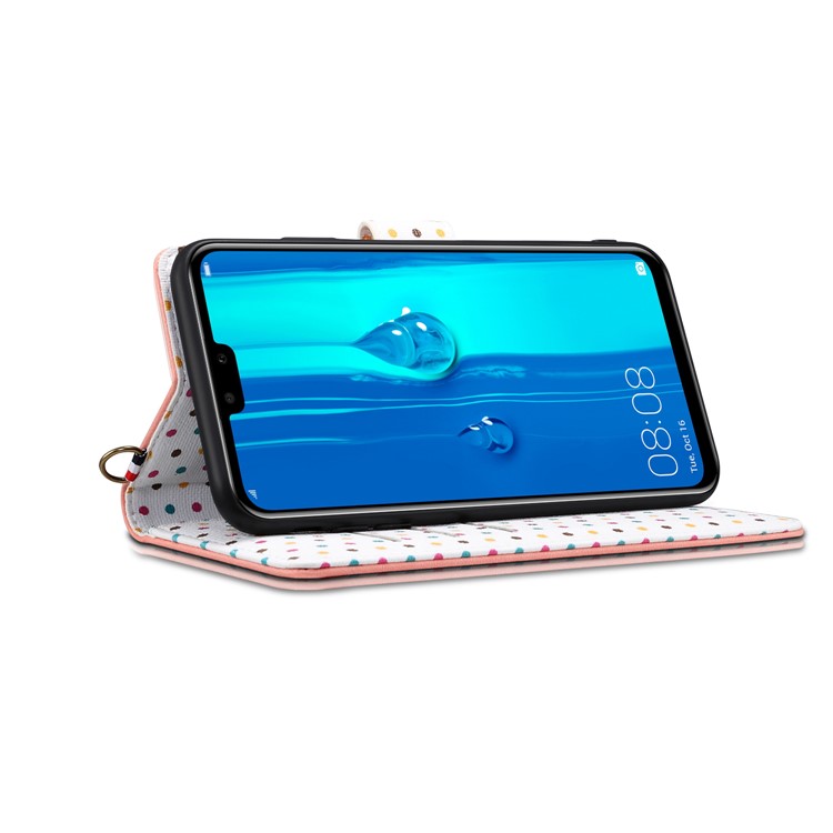 Vintage Style Dots Leather Phone Case with Strap for Huawei Y9 (2019)/Enjoy 9 Plus - Orange-3