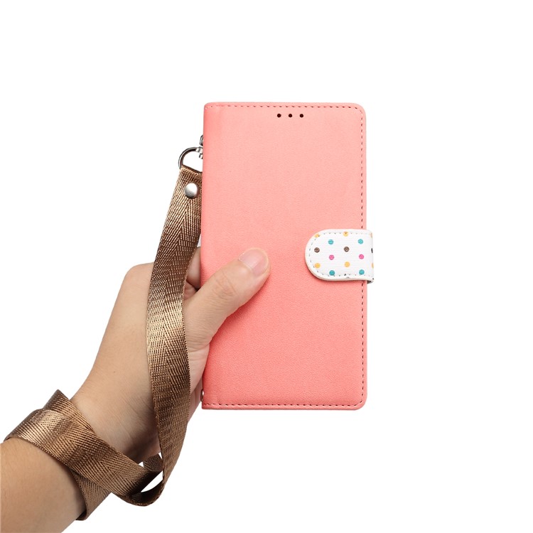 Vintage Style Dots Leather Phone Case with Strap for Huawei Y9 (2019)/Enjoy 9 Plus - Orange-7