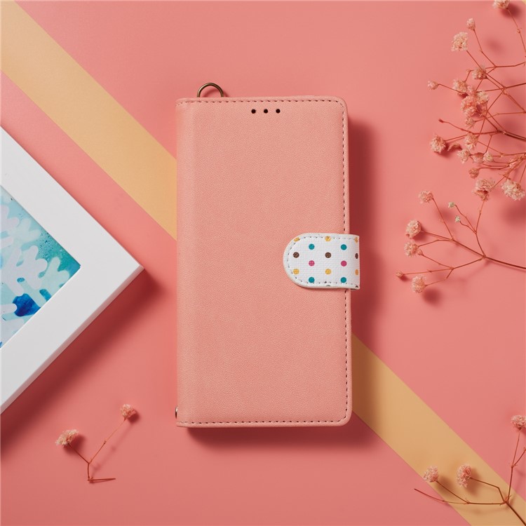 Vintage Style Dots Leather Phone Case with Strap for Huawei Y9 (2019)/Enjoy 9 Plus - Orange-9