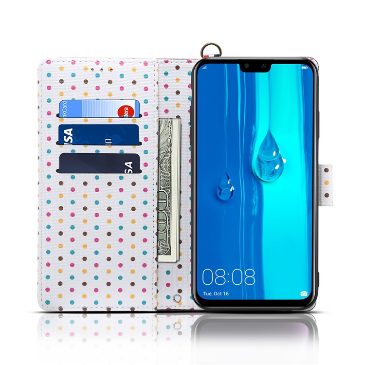 Vintage Style Dots Leather Phone Case with Strap for Huawei Y9 (2019)/Enjoy 9 Plus - Green-4
