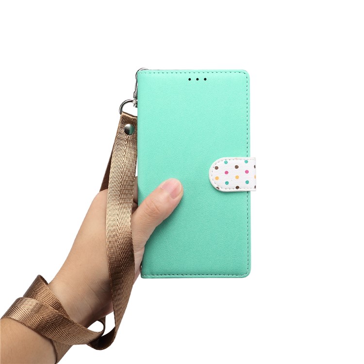 Vintage Style Dots Leather Phone Case with Strap for Huawei Y9 (2019)/Enjoy 9 Plus - Green-7