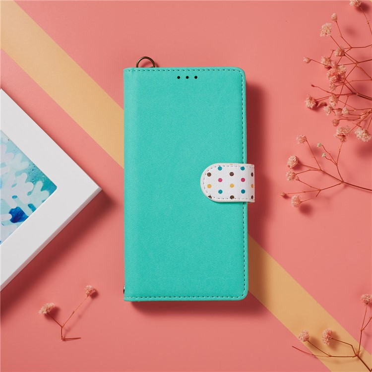 Vintage Style Dots Leather Phone Case with Strap for Huawei Y9 (2019)/Enjoy 9 Plus - Green-9