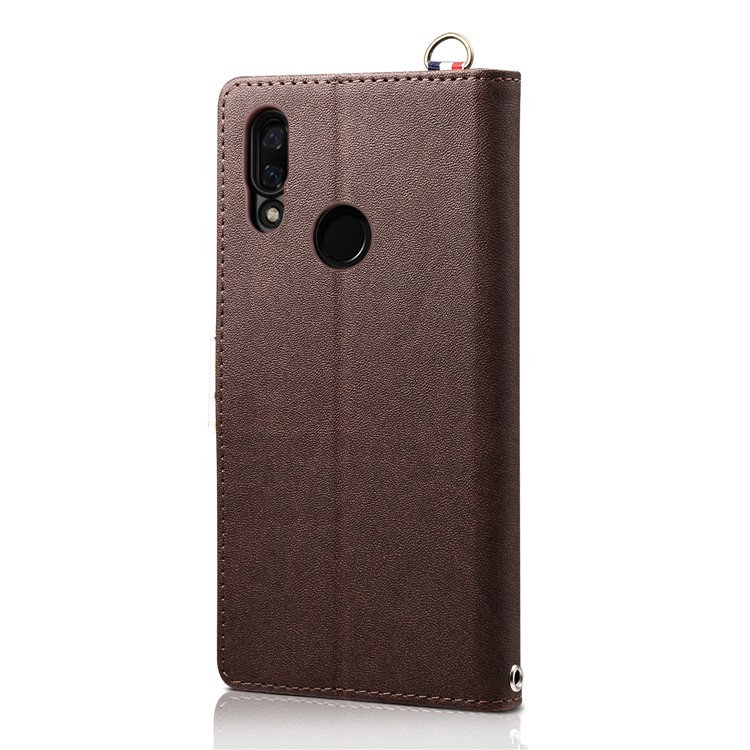 Vintage Style Dots Leather Phone Case with Strap for Huawei Y9 (2019)/Enjoy 9 Plus - Coffee-2