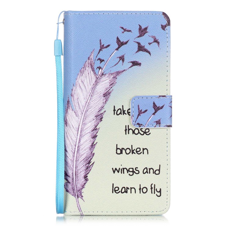 Patterned Leather Wallet Case for Huawei P9 Lite - Quill Pen-1