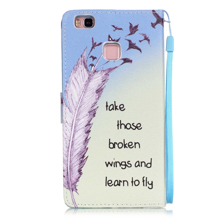 Patterned Leather Wallet Case for Huawei P9 Lite - Quill Pen-2