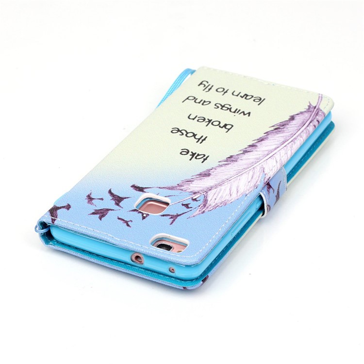 Patterned Leather Wallet Case for Huawei P9 Lite - Quill Pen-5