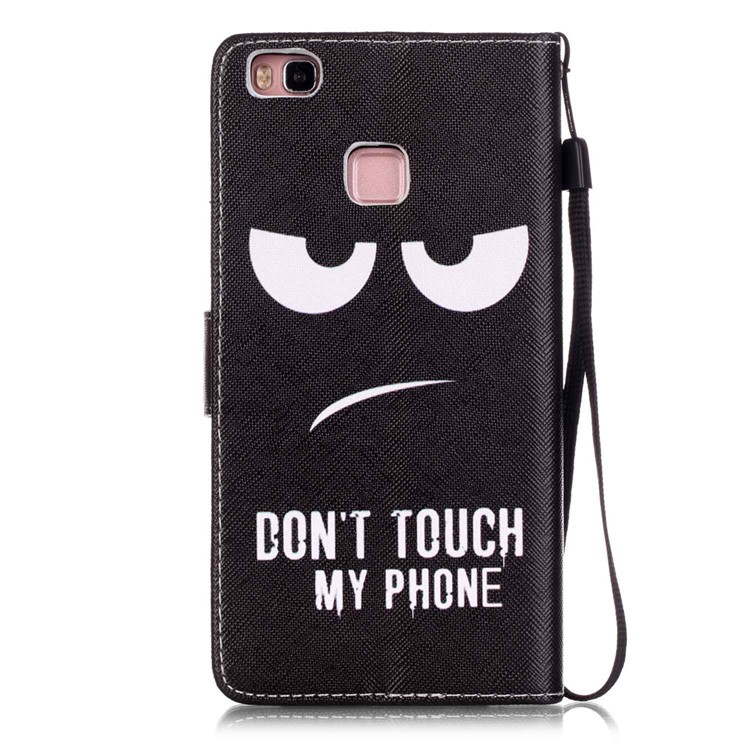 Patterned Leather Wallet Cover for Huawei P9 Lite - Big Eyes & Warning-2