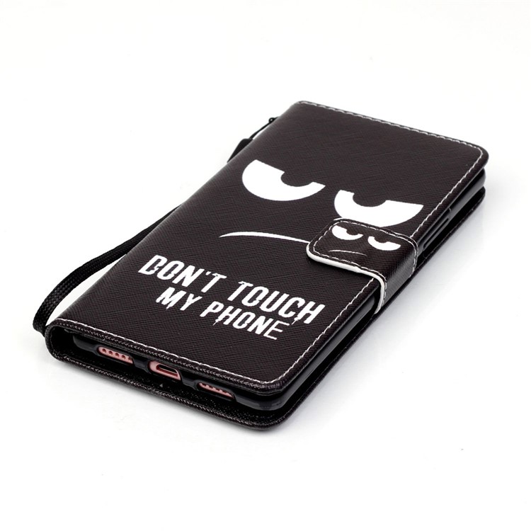 Patterned Leather Wallet Cover for Huawei P9 Lite - Big Eyes & Warning-4