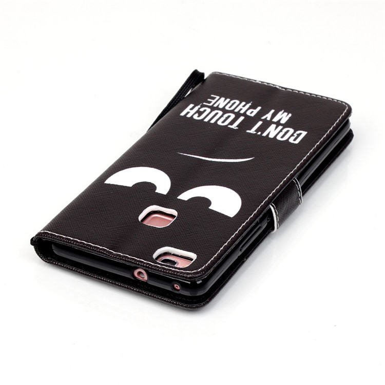 Patterned Leather Wallet Cover for Huawei P9 Lite - Big Eyes & Warning-5