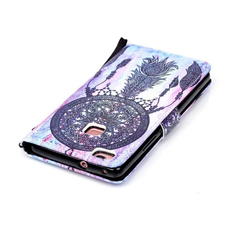 Patterned Leather Card Slots Cover for Huawei P9 Lite - Black Dream Catcher-5