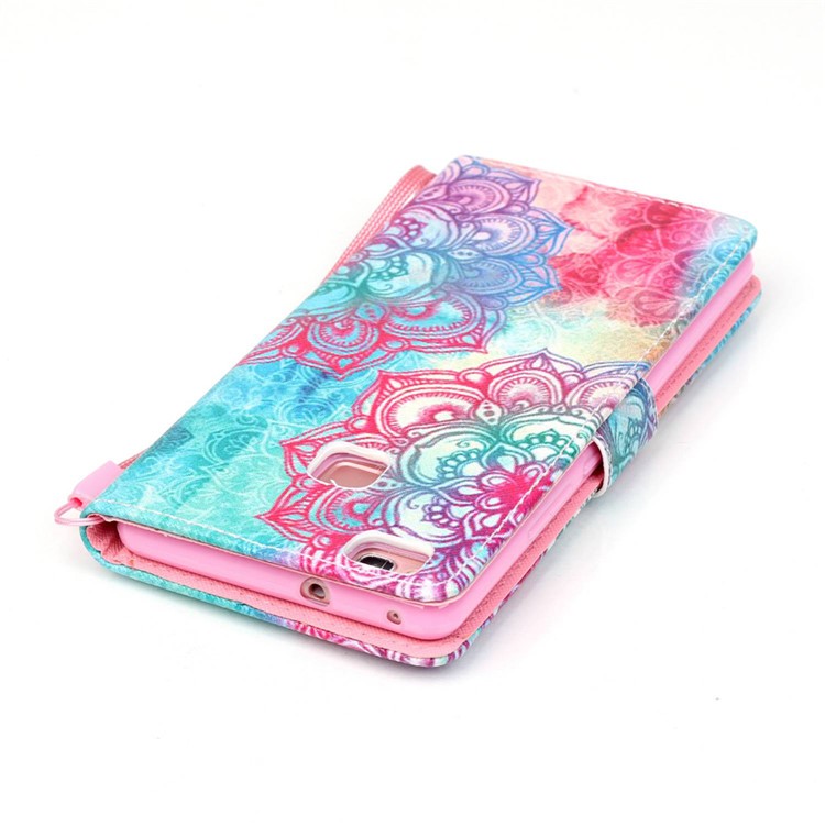 Patterned Leather Magnetic Case for Huawei P9 Lite - Henna Lotus-5