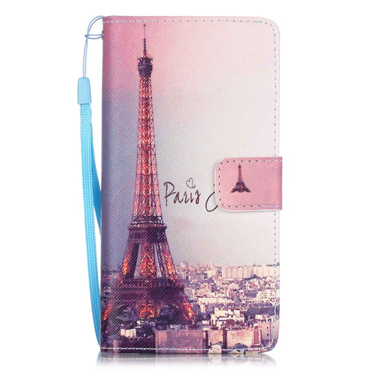 Patterned Leather Stand Case for Huawei P9 Lite - Paris Eiffel Tower-1