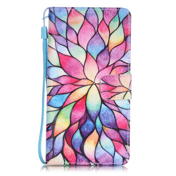 Patterned Leather Stand Phone Cover for Huawei P9 Lite - Flower Petals-1