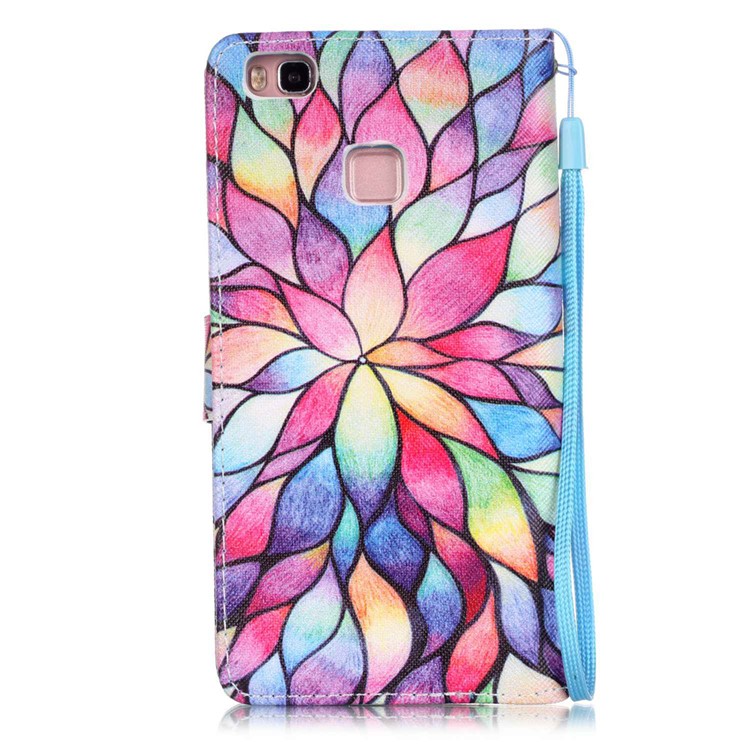 Patterned Leather Stand Phone Cover for Huawei P9 Lite - Flower Petals-2