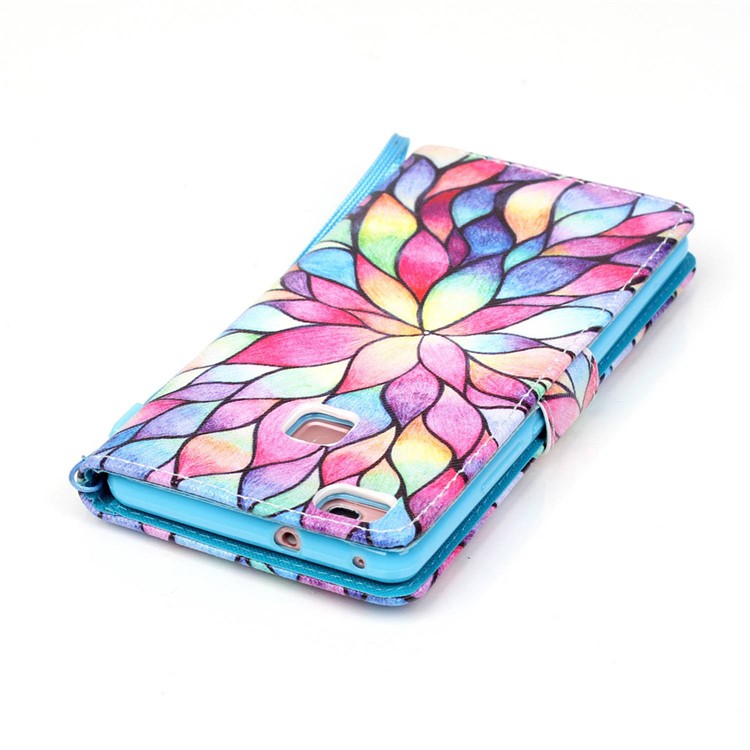Patterned Leather Stand Phone Cover for Huawei P9 Lite - Flower Petals-5