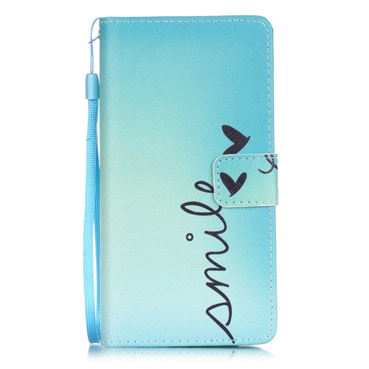 Patterned Leather Stand Flip Case for Huawei P9 Lite - Smile and Heart-1