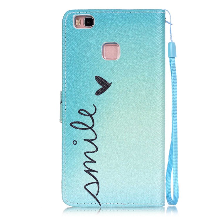 Patterned Leather Stand Flip Case for Huawei P9 Lite - Smile and Heart-2