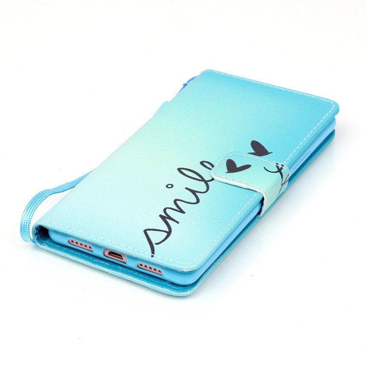 Patterned Leather Stand Flip Case for Huawei P9 Lite - Smile and Heart-4