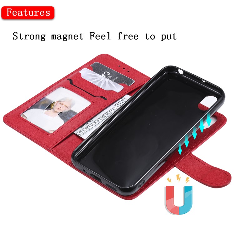 Magnetic Detachable 2-in-1 Leather Wallet Stand Shell for Huawei Honor 8S/Y5 (2019) - Red-5