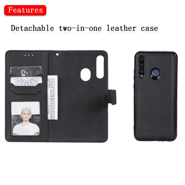 Magnetic Detachable 2-in-1 Wallet Stand Leather Shell for Huawei Honor 10i/P Smart+ 2019 - Black-7