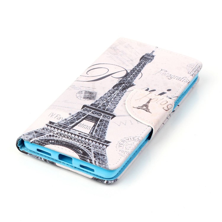 Cross Pattern Wallet Leather Stand Case for Huawei P9 Lite - Famous Eiffel Tower-3
