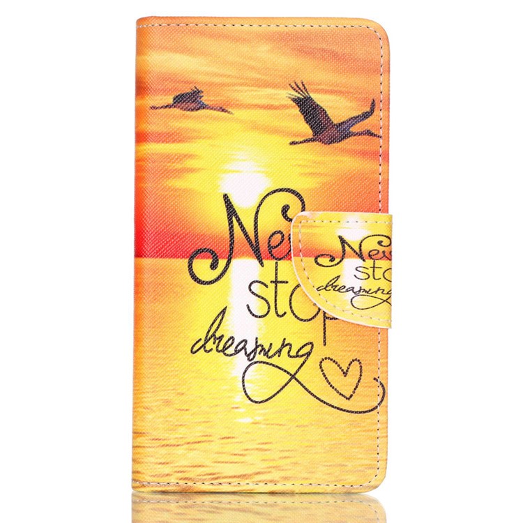 Cross Pattern Wallet Leather Stand Cover for Huawei P9 Lite - Quote Never Stop Dreaming-1