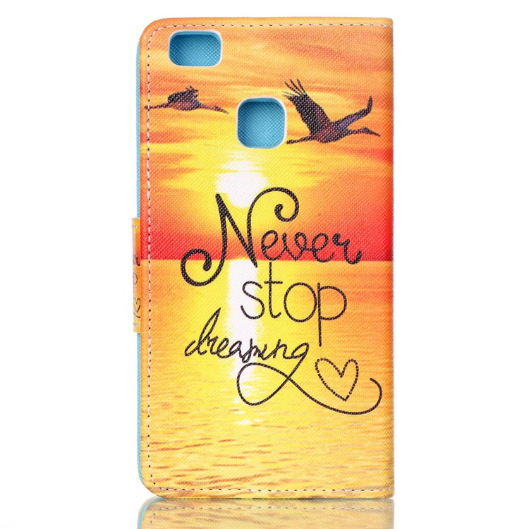 Cross Pattern Wallet Leather Stand Cover for Huawei P9 Lite - Quote Never Stop Dreaming-2