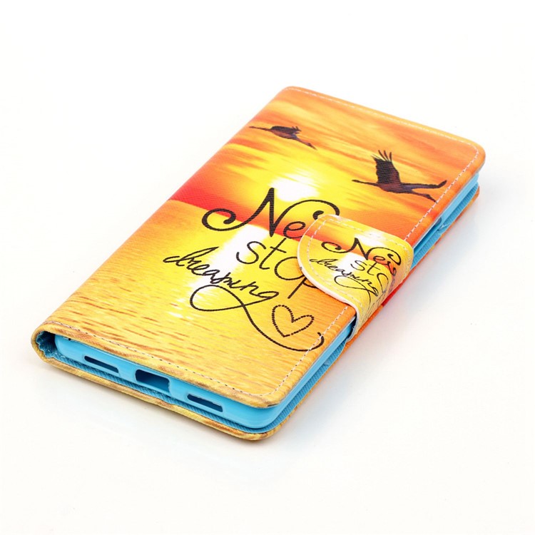 Cross Pattern Wallet Leather Stand Cover for Huawei P9 Lite - Quote Never Stop Dreaming-3