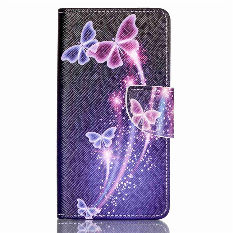 Cross Pattern Leather Wallet Cover for Huawei P9 Lite - Vivid Butterflies-1