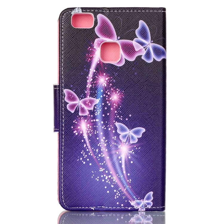Cross Pattern Leather Wallet Cover for Huawei P9 Lite - Vivid Butterflies-2