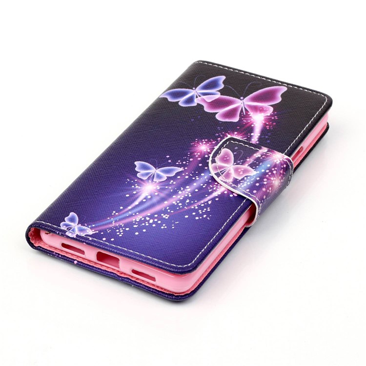 Cross Pattern Leather Wallet Cover for Huawei P9 Lite - Vivid Butterflies-3
