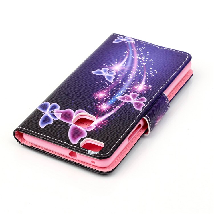 Cross Pattern Leather Wallet Cover for Huawei P9 Lite - Vivid Butterflies-4