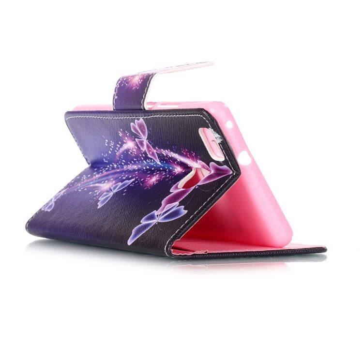 Cross Pattern Leather Wallet Cover for Huawei P9 Lite - Vivid Butterflies-5