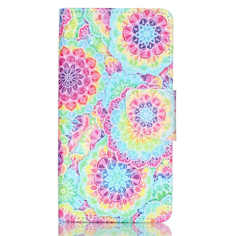Cross Pattern Phone Leather Wallet Case for Huawei P9 Lite - Colorful Flowers-1