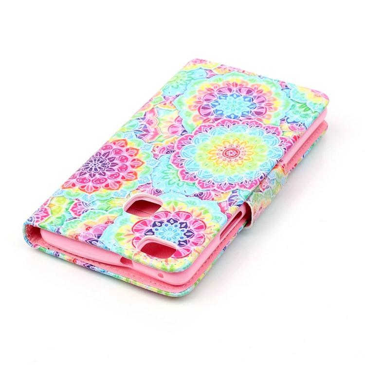 Cross Pattern Phone Leather Wallet Case for Huawei P9 Lite - Colorful Flowers-4