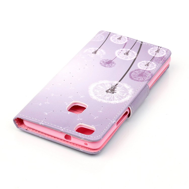 Cross Pattern Leather Card Holder Case for Huawei P9 Lite - Dandelion Pattern-4