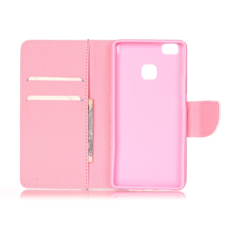 Cross Pattern Leather Card Holder Case for Huawei P9 Lite - Dandelion Pattern-6