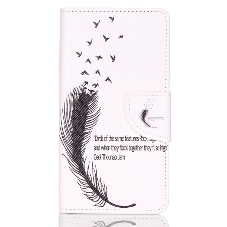 Cross Pattern Wallet Leather Protective Case for Huawei P9 Lite - Feather Pattern and English Characters-1