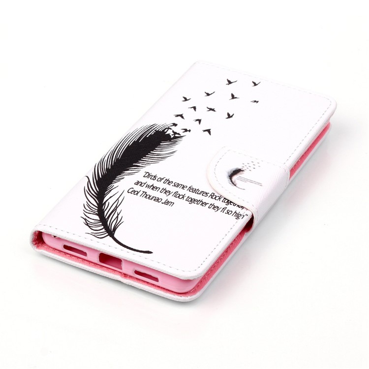 Cross Pattern Wallet Leather Protective Case for Huawei P9 Lite - Feather Pattern and English Characters-3