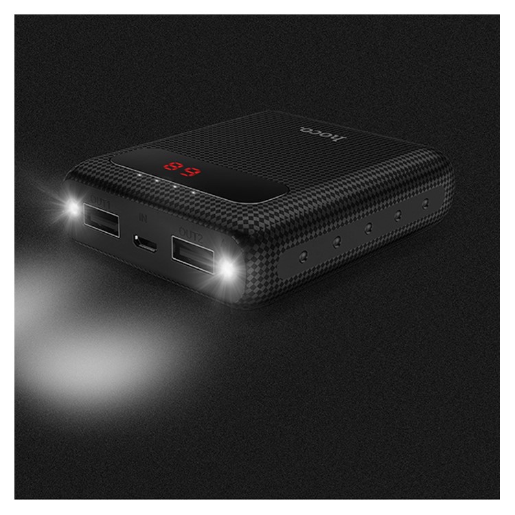 HOCO B20 10000mAh Dual-USB Power Bank Portable Charger with LED Flashlight Function - Black-5