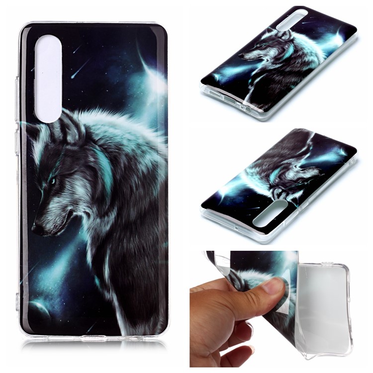 Pattern Printing IMD TPU Back Case for Huawei P30 - Wolf-1