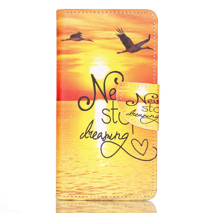 Cross Pattern Leather Wallet Cover for Huawei P9 - Quote Never Stop Dreaming-1