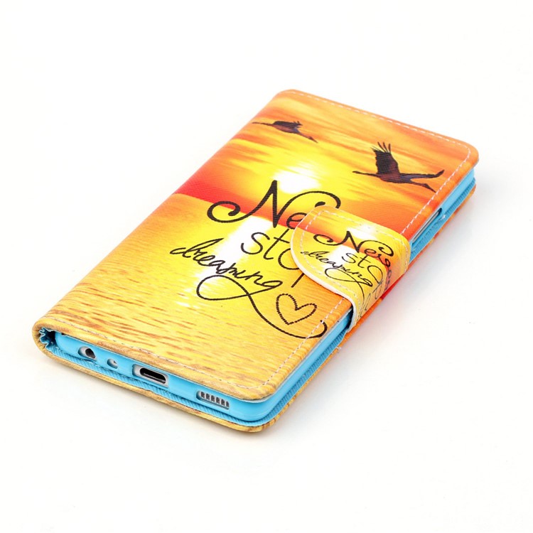 Cross Pattern Leather Wallet Cover for Huawei P9 - Quote Never Stop Dreaming-3
