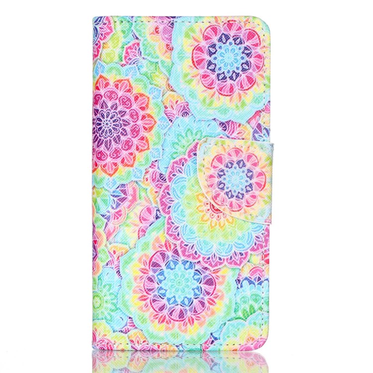 Cross Pattern Wallet Leather Stand Case for Huawei P9 - Colorful Flowers-1